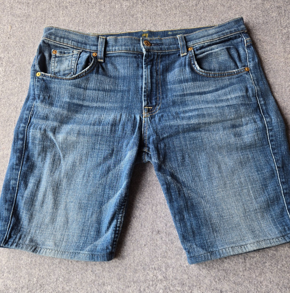 7 For All Mankind Denim Cutoff Women's Shorts Relaxed Skinny Low-Rise Size 34